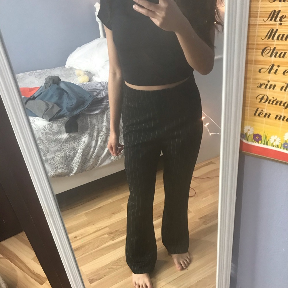 Striped, flare, stretchy pants